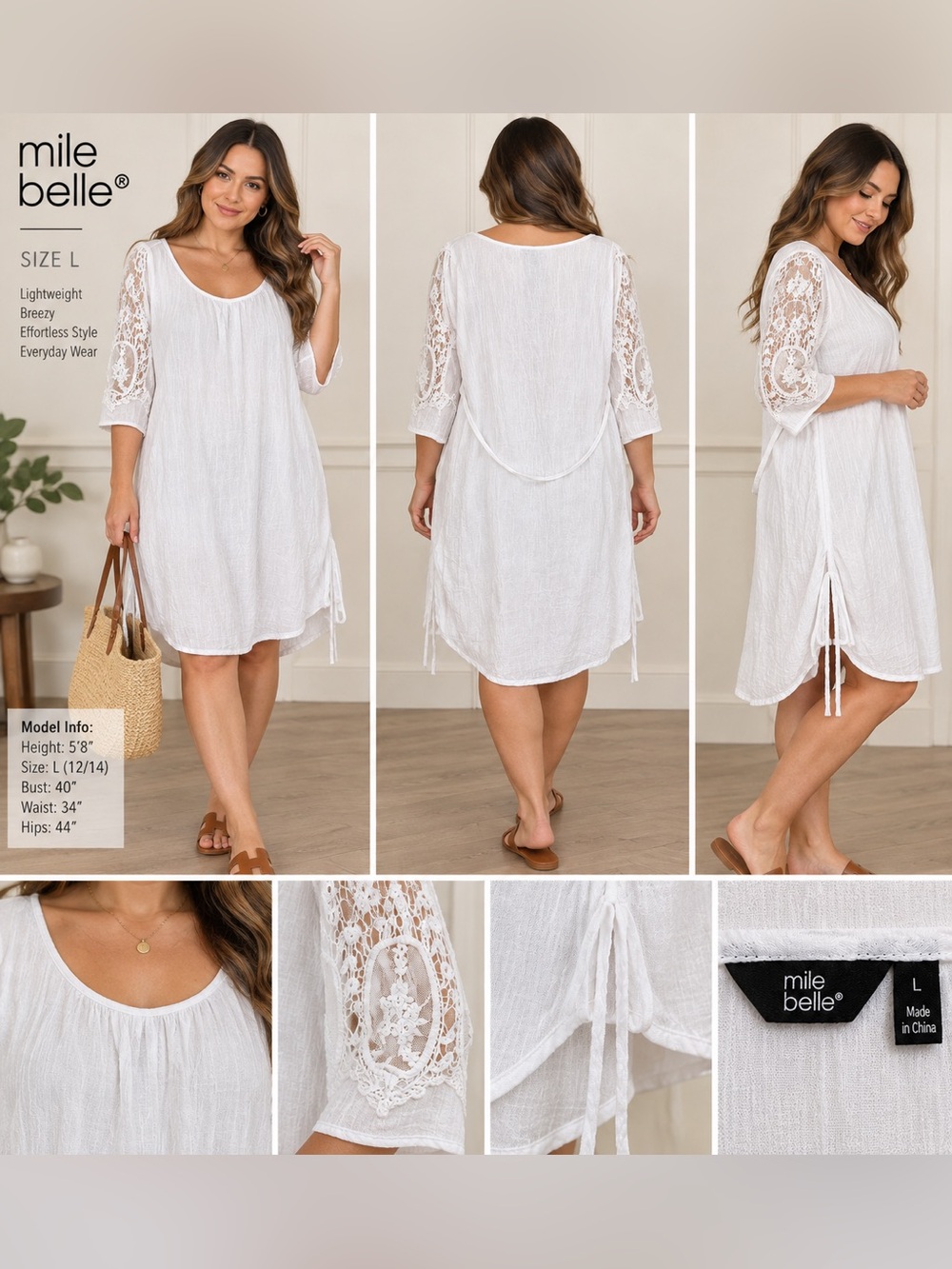 Mile Belle White Lace-Sleeve Swim Coverup Tunic